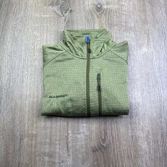 Mammut Mens Green Waffle Mock Neck Outdoor Half Zip Pullover Sweatshirt Large - Picture 1 of 13